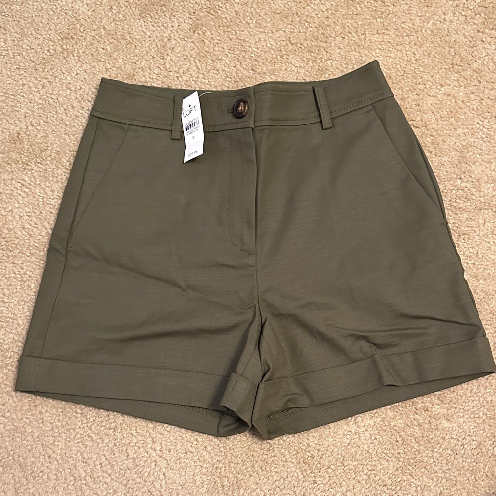 LOFT High Waist Olive Shorts
